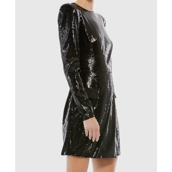 Mac Duggal Ieena Black Size 12 Sequin Structure Faux Blazer Mini Dress 26724 NWT - Picture 6 of 16